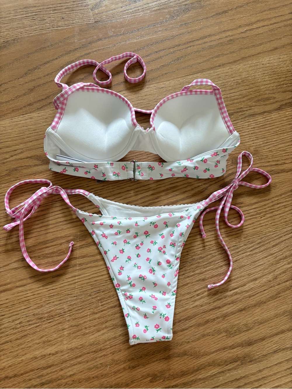 Frankie's Bikinis White Bikini with Pink Floral Print - Picture 3 of 4